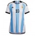 Cheap Argentina Lionel Messi #10 Home Football Shirt Women World Cup 2022 Short Sleeve